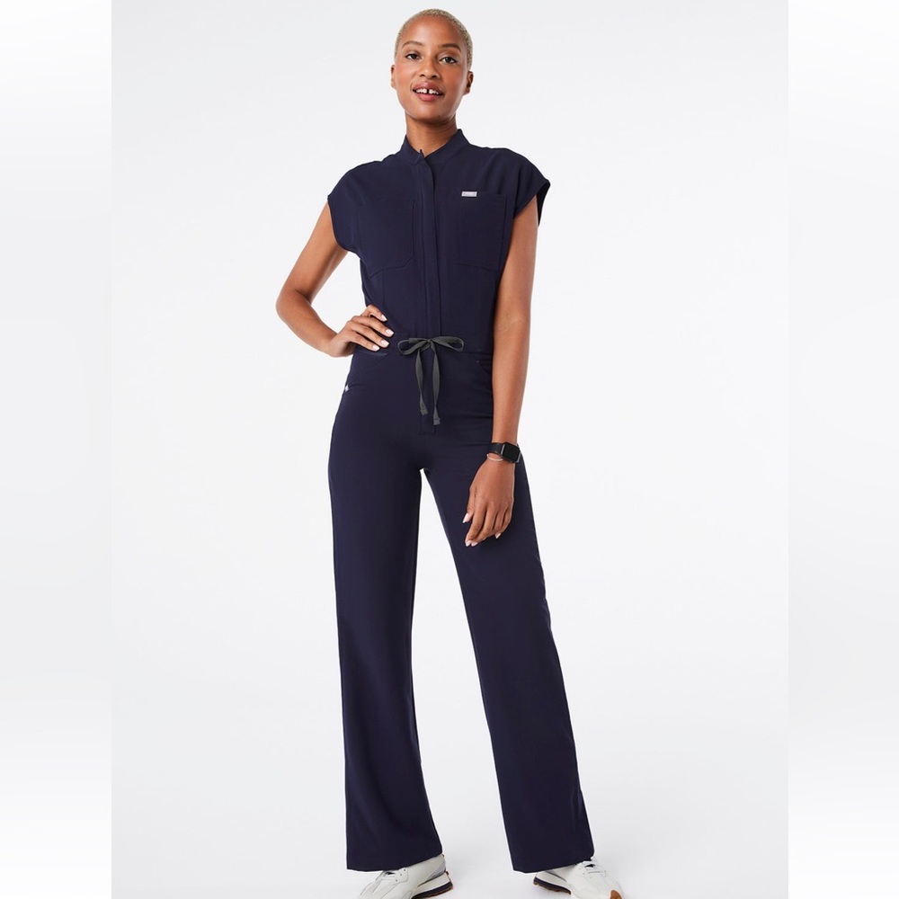 FIGS RAFAELA WIDE LEG JUMPSUIT scrubs navy blue NWT